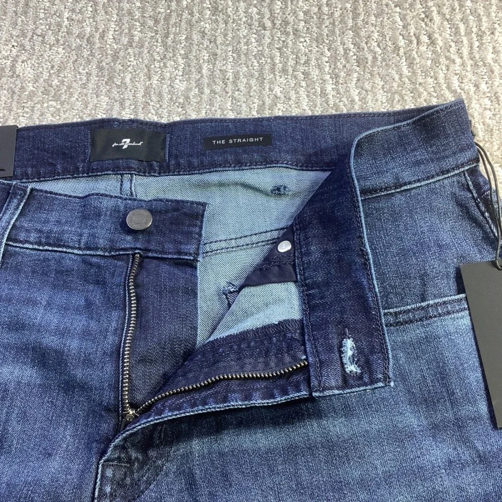 7 For All Mankind Mens The Straight Airweft Denim Jeans Proper Blue 36 x 34 NWT